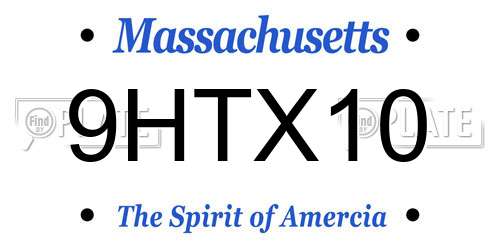 9HTX10 Massachusetts License Plate