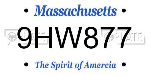 9HW877 Massachusetts License Plate