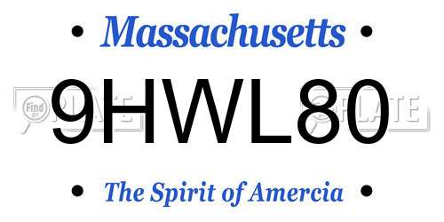 9HWL80 Massachusetts License Plate