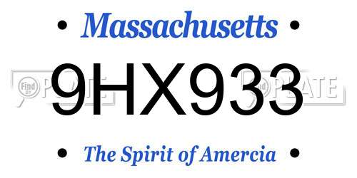 9HX933 Massachusetts License Plate