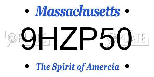 9HZP50 Massachusetts License Plate