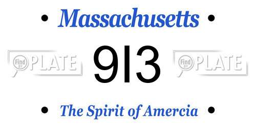 9I3 Massachusetts License Plate