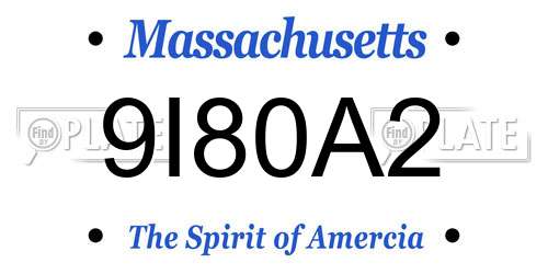 9I80A2 Massachusetts License Plate