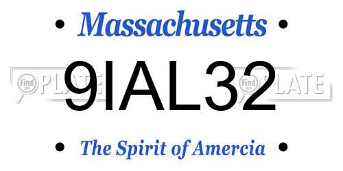 9IAL32 Massachusetts License Plate