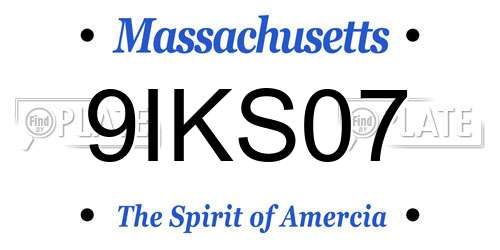 9IKS07 Massachusetts License Plate