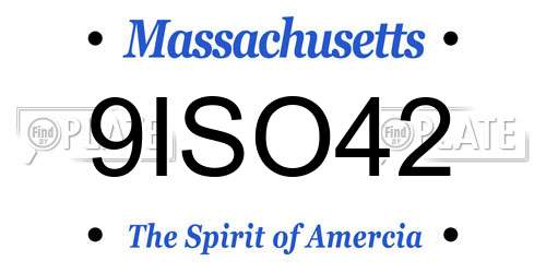 9ISO42 Massachusetts License Plate