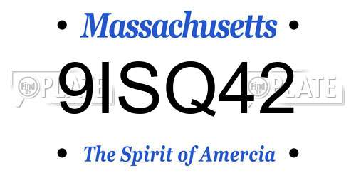 9ISQ42 Massachusetts License Plate