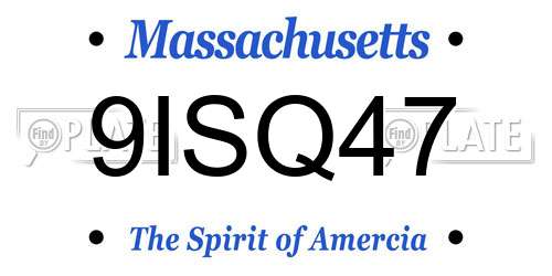 9ISQ47 Massachusetts License Plate