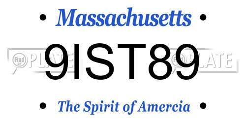 9IST89 Massachusetts License Plate
