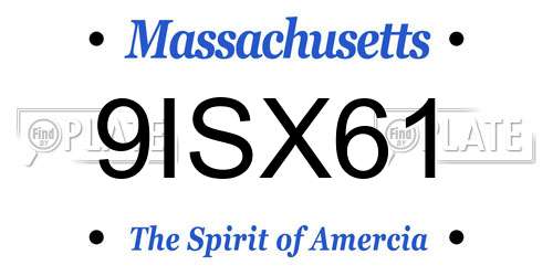 9ISX61 Massachusetts License Plate
