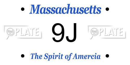 9J Massachusetts License Plate