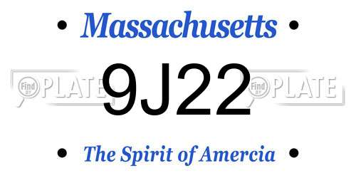 9J22 Massachusetts License Plate
