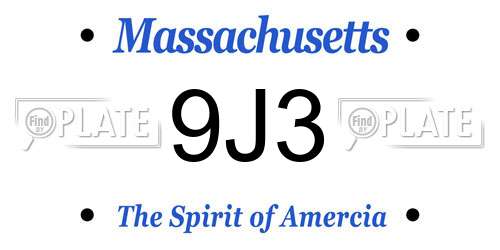 9J3 Massachusetts License Plate