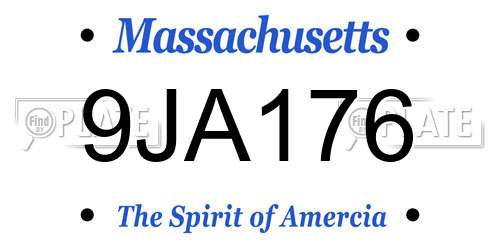 9JA176 Massachusetts License Plate