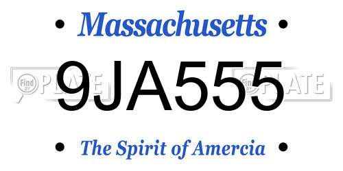 9JA555 Massachusetts License Plate