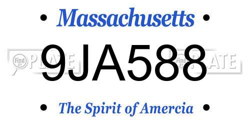 9JA588 Massachusetts License Plate