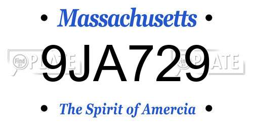 9JA729 Massachusetts License Plate
