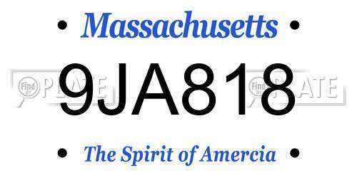9JA818 Massachusetts License Plate