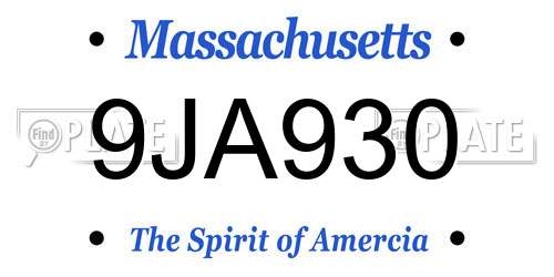 9JA930 Massachusetts License Plate