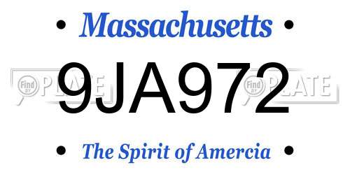9JA972 Massachusetts License Plate