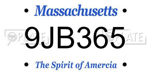 9JB365 Massachusetts License Plate