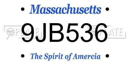 9JB536 Massachusetts License Plate