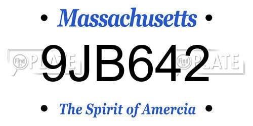 9JB642 Massachusetts License Plate
