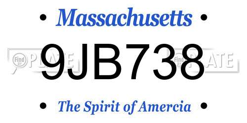 9JB738 Massachusetts License Plate
