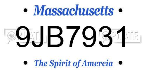 9JB7931 Massachusetts License Plate