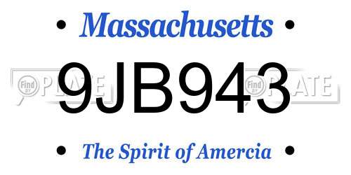 9JB943 Massachusetts License Plate