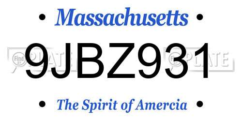 9JBZ931 Massachusetts License Plate