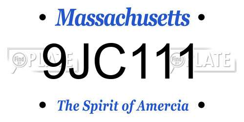 9JC111 Massachusetts License Plate
