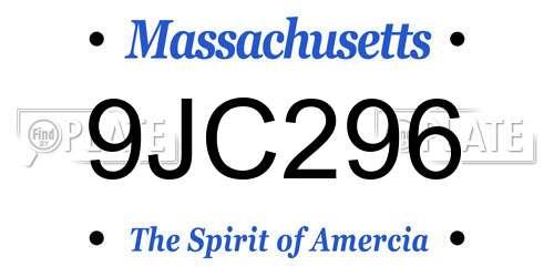 9JC296 Massachusetts License Plate