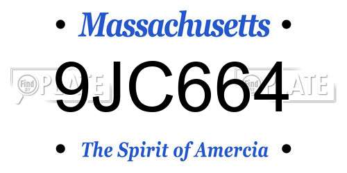 9JC664 Massachusetts License Plate