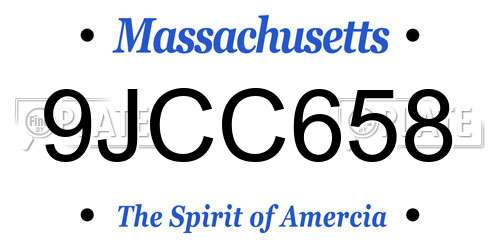 9JCC658 Massachusetts License Plate