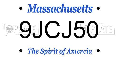 9JCJ50 Massachusetts License Plate