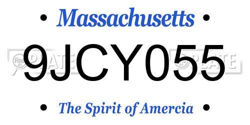 9JCY055 Massachusetts License Plate