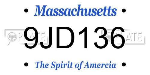 9JD136 Massachusetts License Plate
