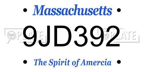 9JD392 Massachusetts License Plate