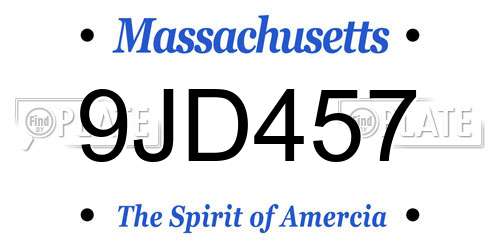 9JD457 Massachusetts License Plate