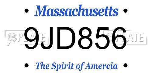 9JD856 Massachusetts License Plate