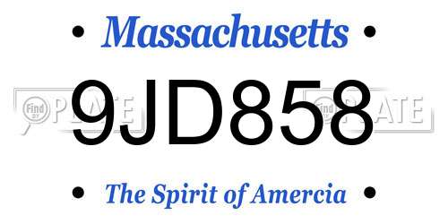 9JD858 Massachusetts License Plate