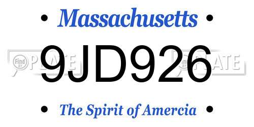 9JD926 Massachusetts License Plate