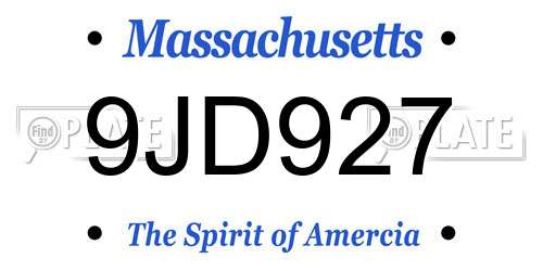 9JD927 Massachusetts License Plate