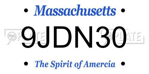 9JDN30 Massachusetts License Plate