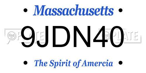 9JDN40 Massachusetts License Plate