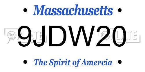 9JDW20 Massachusetts License Plate