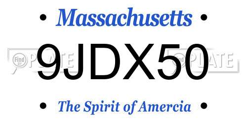 9JDX50 Massachusetts License Plate