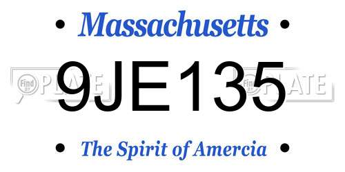 9JE135 Massachusetts License Plate