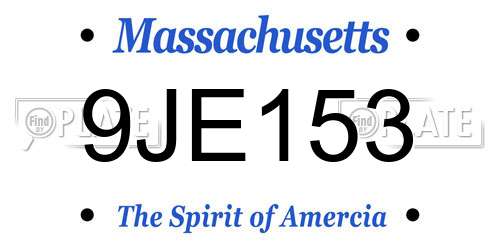 9JE153 Massachusetts License Plate